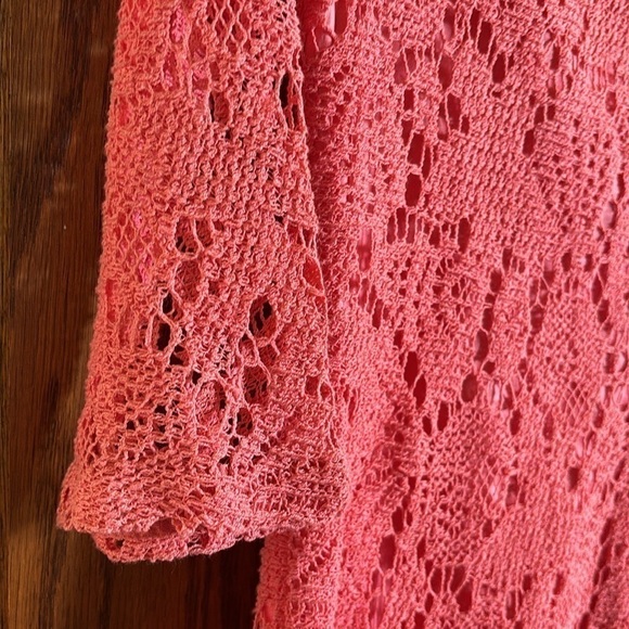 Trina Turk lined cotton mid sleeve salmon colored dress size 4 - Picture 8 of 12